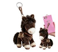 Plush Ponys Bag Charm and Keychain, 7inch Soft Collectible Doll, Cute Animal Charm with Metal Keychain, Stuffed Ponys Toy, Hanging Bag Ornament, Backpack Pendant for Kids Teens Adults Friends Family