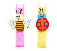 Plush Rattle Wrist Socks Toy Set - Cotton Soft Stuffed Cartoon Arm Bracelet Rattle Item, Interactive Sensory Activity Toy Accessory, Cute Infant Hand Foot Development Tool | Infantt Play Use