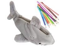 Plush Shark Pencil Case Large Capacity Zipper Pouch For Boys Girls Teens | Plush Shark Pencil Case Features A Soft Animal Design With Zipper And Large Capacity For Boys Girls Teens And Students
