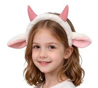 Plush Sheep Ears Headband with Horns - Cute Lamb Animal Headwear | Soft Plush Material with Lamb Ears & Horns (9.84x5.91 in, 45g) for Halloween, Cosplay, Farm Parties & Photo Booths