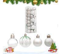 PLUSHCEWT 35 pcs Boules de Noël Conceptions Mixtes Arbre de Noël Ornamets Incassables Boules de Noel pour Decoration Noel Boules Rouges et Blanches pour Maison Fête Vacances Mariage Décor (Blanc)
