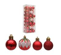 PLUSHCEWT 35 pcs Boules de Noël Conceptions Mixtes Arbre de Noël Ornamets Incassables Boules de Noel pour Decoration Noel Boules Rouges et Blanches pour Maison Fête Vacances Mariage Décor (Rouge)