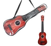 PLUSHCEWT Guitare ukulélé pour enfants, 42 cm acoustique avec 4 cordes réglables pour l'éducation musicale - Mini jouet musical de dessin animé (rouge)