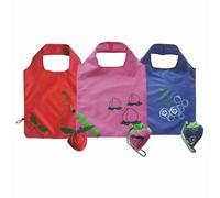PLUSHCEWT Lot de 3 sacs de courses pliables réutilisables avec dragonne, 38 x 53 cm, sacs d'épicerie portables qui se replient dans une jolie pochette à fruits, légers et durables pour le shopping