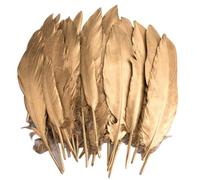 PLUSHCEWT Plumes Dorées pour Artisanat, 40 Plumes Naturelles d'oie avec Embouts Dorés pour DIY Mariage, Fêtes, Attrape-Rêves, Ailes d'ange, Arbre de Noël et Décorations de Vacances (A)