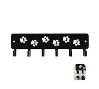 PLUSHCEWT Porte-clés mural en fer noir avec vis, empreinte de patte de chien et design de maison, porte-clés, pour clés, laisses de chien, manteaux, pour salon, cuisine, bureau (imprimé patte)