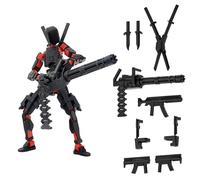 PLUSHCEWT T13 Figurine d'action multiarticulée imprimée 3D, figurine factice 13 Lucky 13 robot, décoration de bureau, figurines d'action pour les amateurs de modélisme, amateurs de jeux (noir et rouge