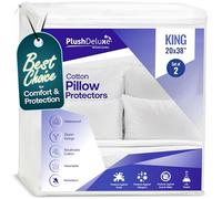 PlushDeluxe King Pillow Protector Covers - Imperméable, Allergie, Poussière - Taie d'oreiller Zipper Cover Allergen Case Pack for Sleep Pillows - Soft Cotton Terry - 2