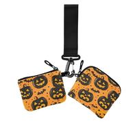 Plushies Jack O Lanterns Lot de 2 porte-monnaie classiques d'Halloween avec porte-cartes de crédit et poche à fermeture éclair pour femme