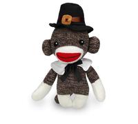 Plushland Singe chaussette plerin en peluche avec joli chapeau et collier jouet en peluche pour enfants le jour de Thanksgiving 15,2 cm