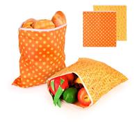 Plushly Lot de 2 sacs à pain réutilisables en cire d'abeille avec fermeture éclair pour levain fait maison, emballages en cire d'abeille pour le stockage des aliments et du pain, grande capacité