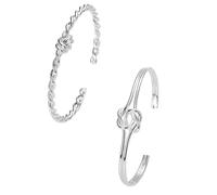 Plusieurs 4 Précieuses Bracelet Bijoux Bracelet Adjustable Jewelry Open Bangles Cuff Jewelry For Women Mom Wife Mothers Day Valentine Avec Hommes Bracelet (Silver*1+Silver*1, One Size*1+One Size*1)