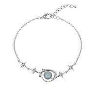 Plusieurs Bracelet Valentin Couleurs Bijoux filles Design de opale Bracelet planète copines lumière pour les femmes élégant Zircon planète résine pour les femmes Bracelet Perle 4 (Silver, One Size)