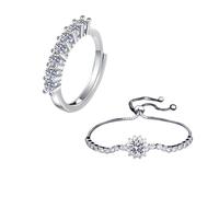 Plusieurs Et 2 Valentin Bijoux 2 Hand Jewelry Women's Pull Out Style Mm Lune Anneaux (Gold*1+Gold*1, One Size*1+One Size*1)