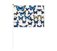 Plusieurs mini drapeaux bleus imprimés de papillons pour grande ouverture, bar, bureau, défilés, Coupe du monde et événements sportifs