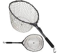 PLUSINNO Épuisette pour pêche à la mouche, épuisette de pêche à la truite/au bar, filet de pêche pliable en eau douce, pour attraper ou libérer les poissons en toute sécurité