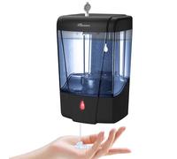 PLUSSEN Distributeur de savon mural, distributeur automatique de désinfectant pour les mains de 600 ml, gel n liquide, distributeur de savon mural commercial sans contact pour salle de bain, noir, 600