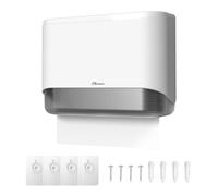 PLUSSEN Distributeur Papier Essuie Main Usage Commercial, 200+ Feuilles pour Z-Plis & Serviettes, Distributeur sopal Tout Murale, Blanc 6012