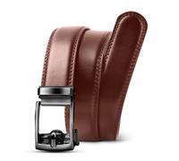 PlusZis Ceinture en cuir pour enfants à cliquet facile à détacher, ceinture habillée pour enfants de 2,5 cm de large pour un usage formel et quotidien., marron, 29"-32" Waist Adjustable