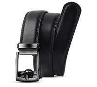 PlusZis Ceinture en cuir pour enfants à cliquet facile à détacher, ceinture habillée pour enfants de 2,5 cm de large pour un usage formel et quotidien., noir, 25"-28" Waist Adjustable