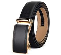PlusZis Ceinture habillée à cliquet en cuir pour hommes de 28 "à 60" grande et grande avec boucle automatique