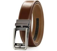 PlusZis Ceinture habillée à cliquet en cuir pour hommes de 28 "à 60" grande et grande avec boucle automatique