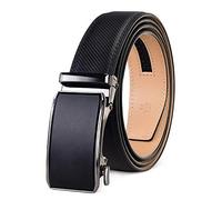 PlusZis Ceinture habillée à cliquet en cuir pour hommes de 28 "à 60" grande et grande avec boucle automatique