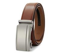 PlusZis Ceinture habillée à cliquet en cuir pour hommes de 28 "à 60" grande et grande avec boucle automatique