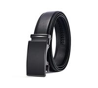 PlusZis Ceinture habillée à cliquet en cuir pour hommes de 28 "à 68" grande et grande avec boucle automatique