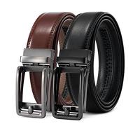 PlusZis Ceinture habillée à cliquet en cuir pour hommes de 28 "à 80" grande et grande avec boucle automatique
