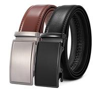 PlusZis Ceinture habillée à cliquet en cuir pour hommes de 28 "à 80" grande et grande avec boucle automatique