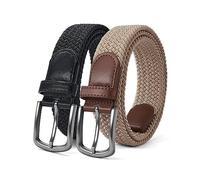 PlusZis Ceinture pour homme, ceinture élastique tressée, ceinture décontractée en tissu extensible 1 3/8", avec boîte cadeau.