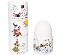 Pluto Design Mumin coquetier avec soucoupe. coquetier en couleurs 4 pièces Blanc avec motif