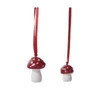 Pluto Design Suspension de sapin de Noël amanite. lot de 2 Blanc-rouge