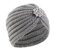 Pluto & Fox Bonnet de Laine au Crochet Bonnet tricoté pour Femmes Couleur Unie avec Embellissement Chaud pour l’Automne Hiver