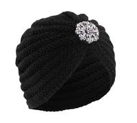 Pluto & Fox Bonnet de Laine au Crochet Bonnet tricoté pour Femmes Couleur Unie avec Embellissement Chaud pour l’Automne Hiver