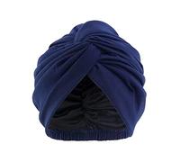 Pluto & Fox Bonnet en Tissu Turban pour tête avec élastique derrière Les Femmes pour Dormir Cancer chimiothérapie Chimio oncologie Nuit Perte de Cheveux Cheveux（Bleu Obscuro）