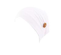 Pluto & Fox Casquette en Tissu de Coton de Couleur Unie avec des Boutons sur Le côté, Elle s'accroche aux Masques de Turban de tête pour Les Femmes (Blanc)