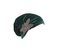 Pluto & Fox Casquettes Bonnets De Tissu Beanie avec Ornement Turban pour La Tête De Femme pour Mariage Fête Cancer Chimio Chimiothérapie Oncologique Nuit Perte De Cheveux (Vert, 1)