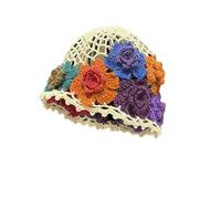 Pluto & Fox Chapeau De Fil De Crochet Floral Colorines Style Rétro Élégant pour Femme avec Creux, beige, Taille Unique