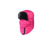 Pluto & Fox Chapeaux Bonnets Cagoule Imperméable avec Polaire Épais Et Masque Facial avec Bouton Automatique Coupe-Vent to Ski Cyclist Winter Biker Femme Et Homme Unisexe (Fucsia)
