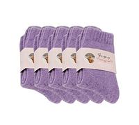 Pluto & Fox Chaussettes De Hiver De La Laine Couleur Lisse Thermique Super Épais Chaud Pour Femme Hauteur Au Dessus De La Cheville Lot De 5 Paires (Violet, 36-41)