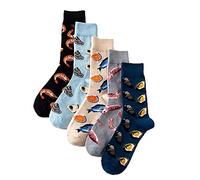 Pluto & Fox Chaussettes De Sport Pour Homme Avec Dessin Broderie De Oléographique Au Dessus De La Cheville Lot De 5 Paires (Fruits de mer, 39-45)