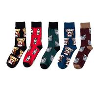 Pluto & Fox Chaussettes De Sport Pour Homme Avec Dessin Broderie De Oléographique Au Dessus De La Cheville Lot De 5 Paires (Conception de chien 1, 39-45)