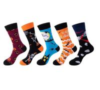 Pluto & Fox Chaussettes Pour Hommes Broderie Avec Dessin D'oléographie Drôle Sur La Cheville Pack De 5 Paires, Halloween, taille unique