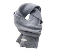 Pluto & Fox Écharpe en laine unisexe pour femme et homme, couleur attrayante, design basique polyvalent pour l'hiver, gris, 155*20cm
