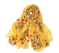 Pluto & Fox Écharpe en soie pour femme Motif floral rétro et élégant Jaune citronier Taille unique