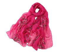 Pluto & Fox Écharpe en soie pour femme Motif floral rétro et élégant Rose fuchsia Taille unique