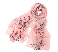 Pluto & Fox Écharpe en soie pour femme Motif floral rétro et élégant Rose Rose orangé Taille unique