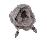 Pluto & Fox Écharpe plissée pour femme avec franges en feuille et bord ondulé, gris, Taille Unique